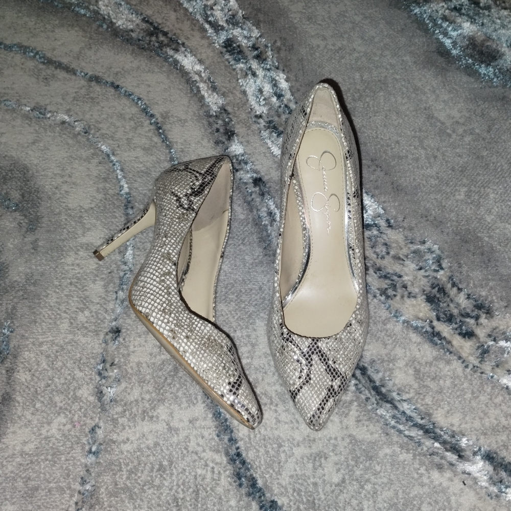 Snakeskin Print Heels, Size 8